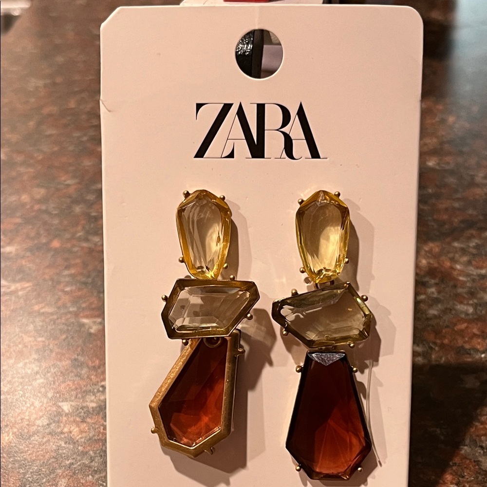 Zara Gold and Amber Statement Earrings